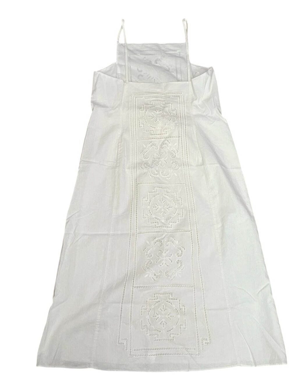 Zara ZW Collection Linen Blend Embroidered Dress Ecru Midi Straight Medium NWT - Picture 5 of 9